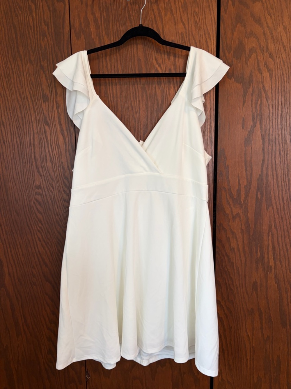 Arula White Ruffled Sleeve V-Neck Dress